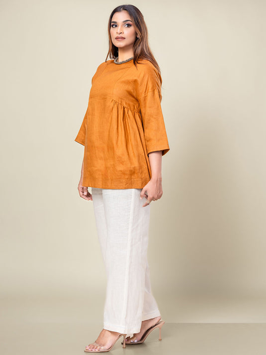 Round Neck Linen Blouse