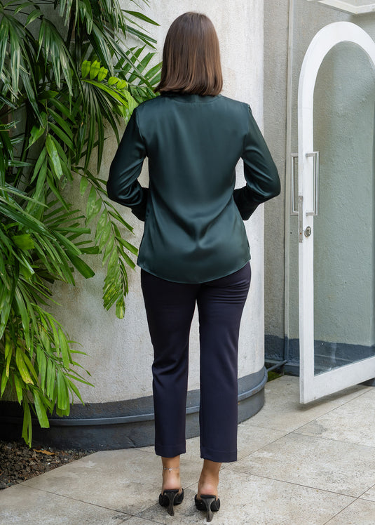 V neck long sleeve blouse with cuff detail