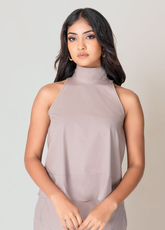 Halter Neck Blouse With Back Tie