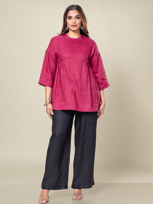 Round Neck Linen Blouse