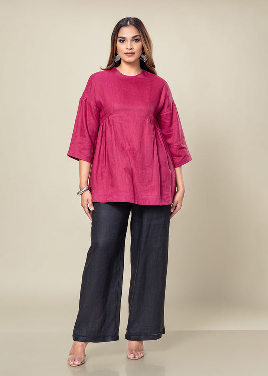 Round Neck Linen Blouse