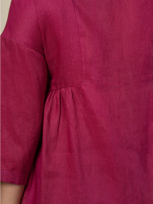 Round Neck Linen Blouse