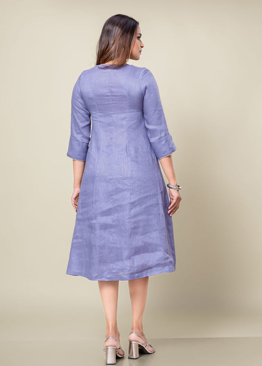 Linen Dress With Side Button Detail