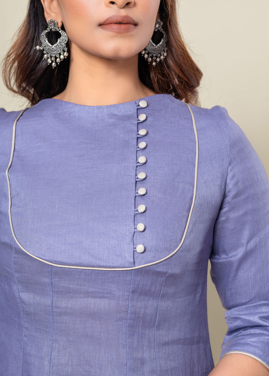 Linen Dress With Side Button Detail