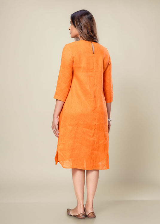 Pintuck Linen Dress