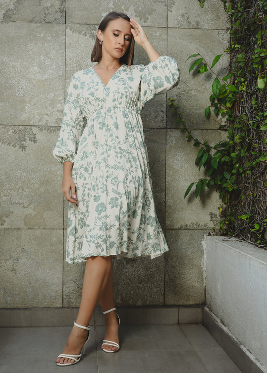 V neck Dolman Sleeve Dress With Elasticated Waist