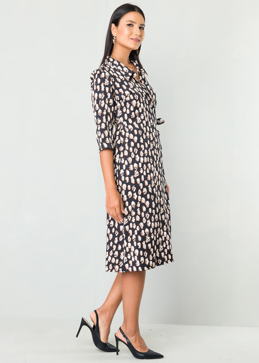 Printed functional wrap dress