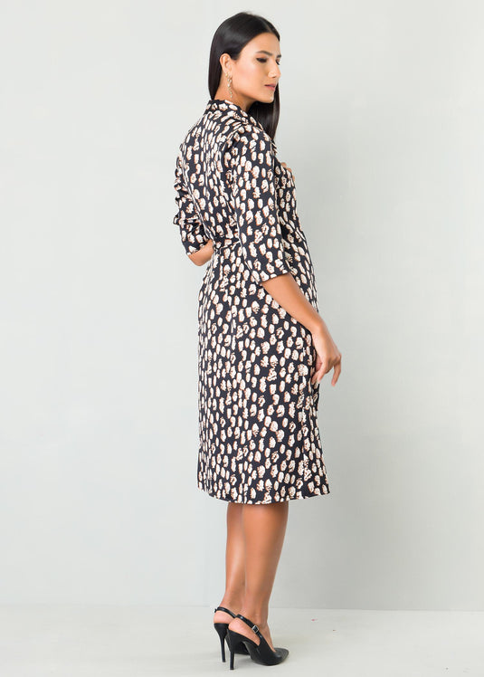 Printed functional wrap dress