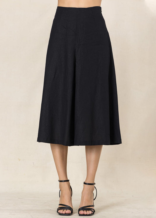 Midi skirt with front inverted pleat