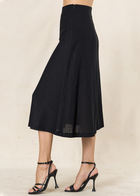 Midi skirt with front inverted pleat