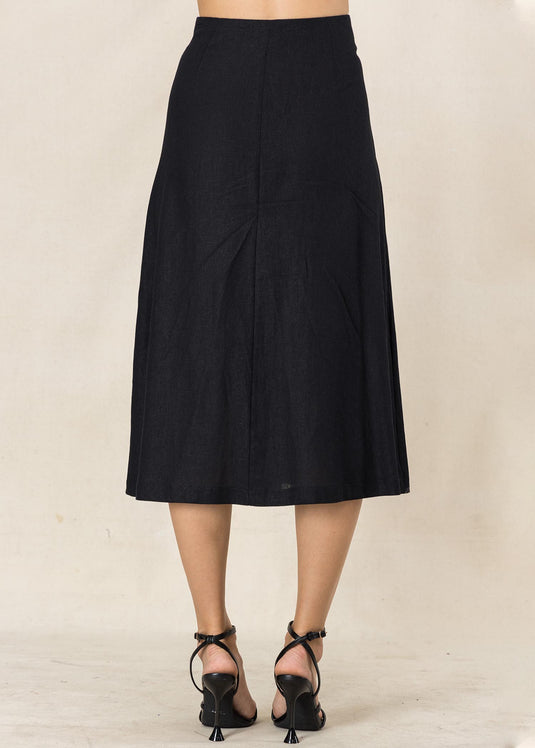 Midi skirt with front inverted pleat