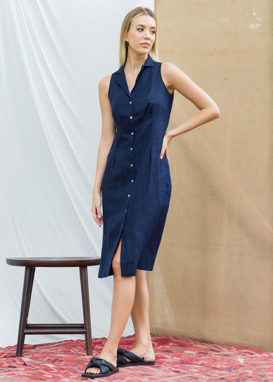 Sleeveless button down dress