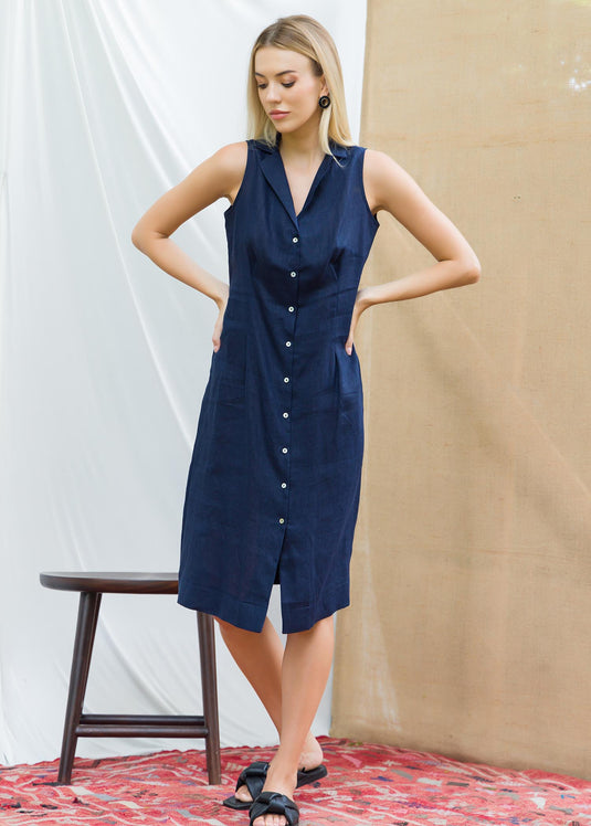 Sleeveless button down dress