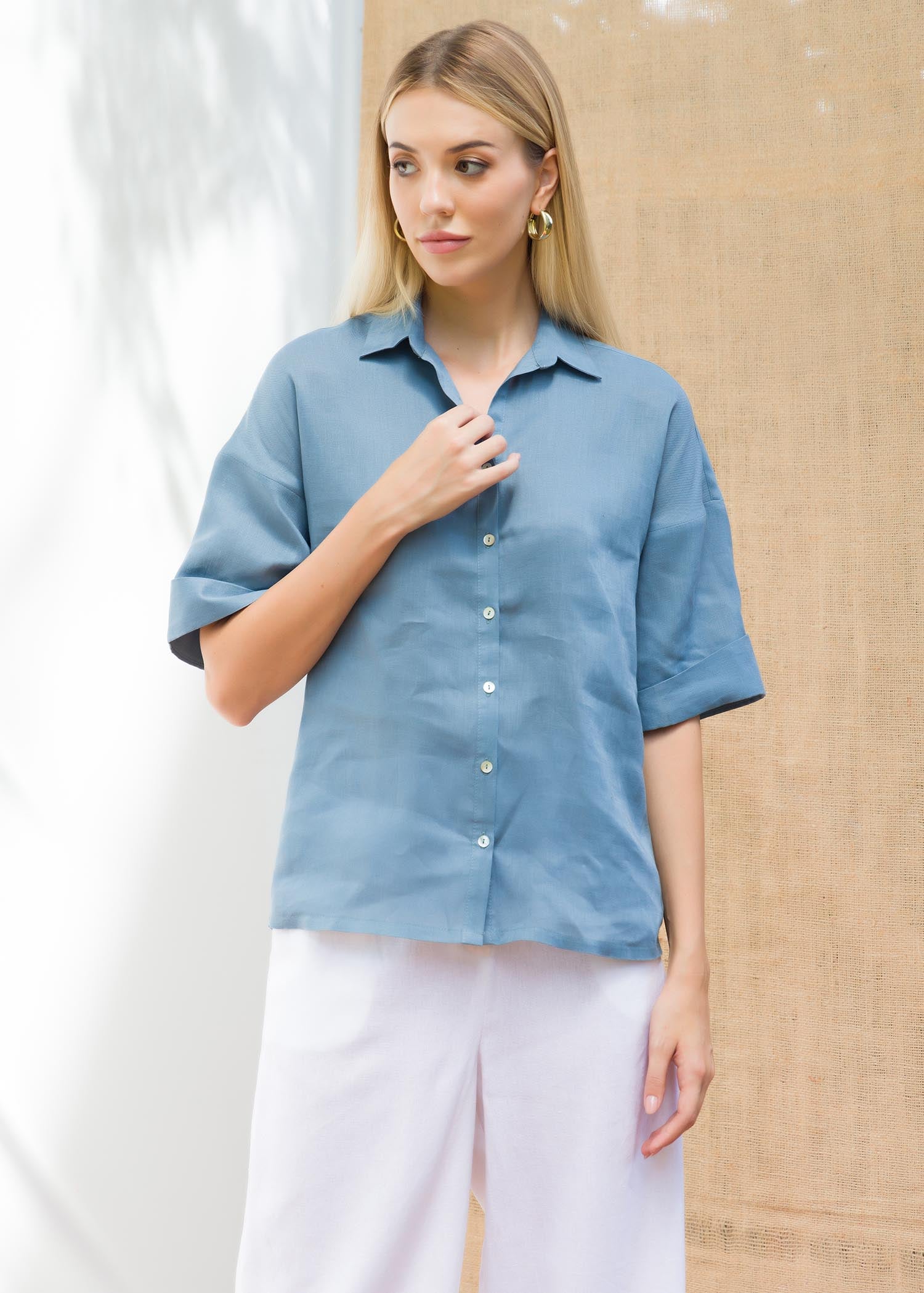Button down blouse with big cuff
