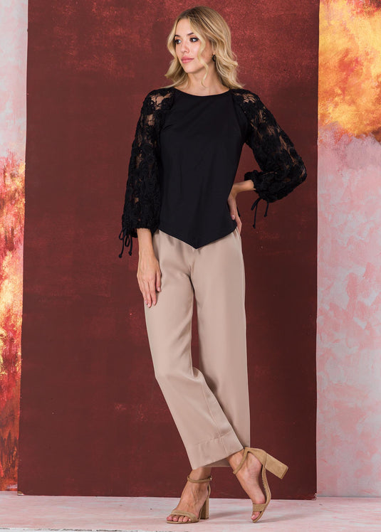 Lace puff sleeve blouse