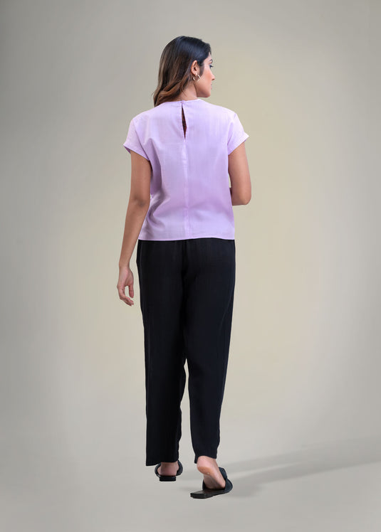 Short sleeve blouse with side tie