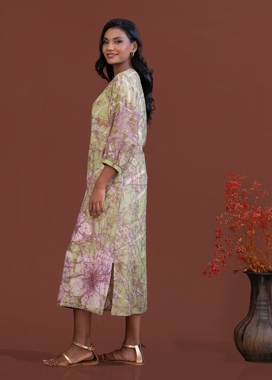 Batik v neck double slit maxi dress