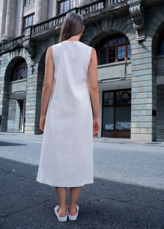 Sleeveless cut panel detailed midi dress