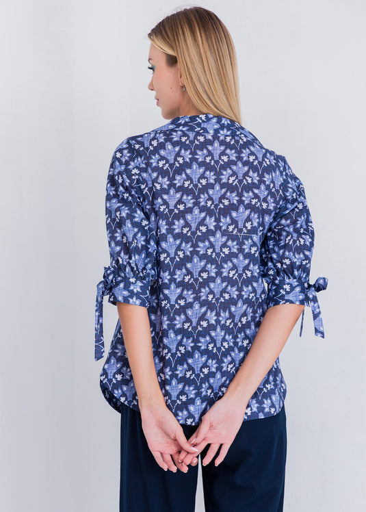 Printed Blouse With Ties
