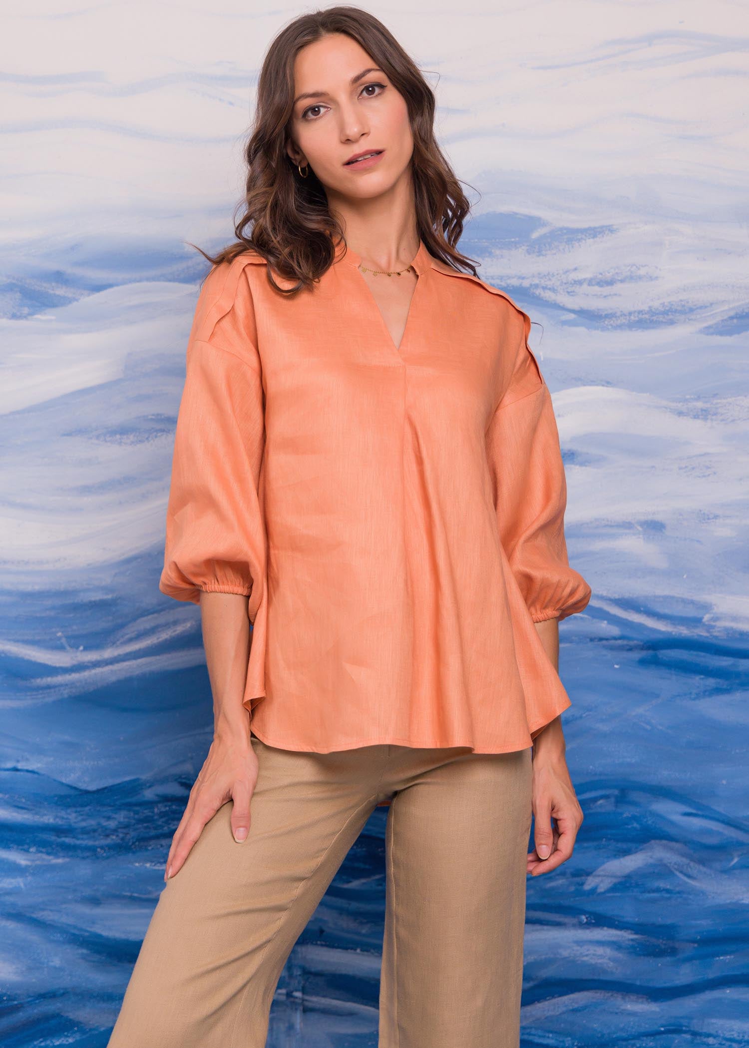 Loose Fitted Blouse With Puff Sleeves