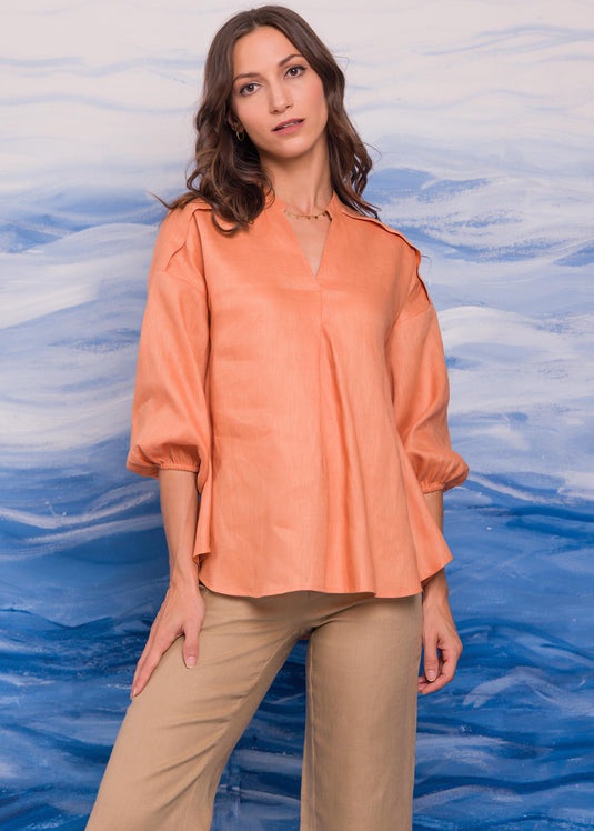 Loose Fitted Blouse With Puff Sleeves