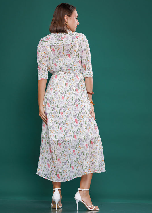 Printed maxi shirt dress