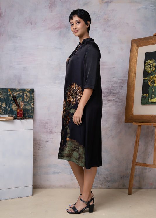 Van Gogh Sunflower Abstract Batik Hand Printed Dress