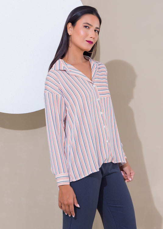 Stripe Pattern Blouse