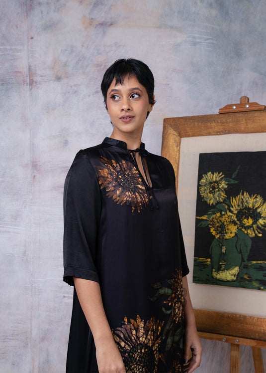 Van Gogh Sunflower Abstract Batik Hand Printed Dress