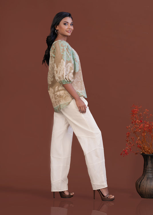 Batik blouse detailed with Chinese collar