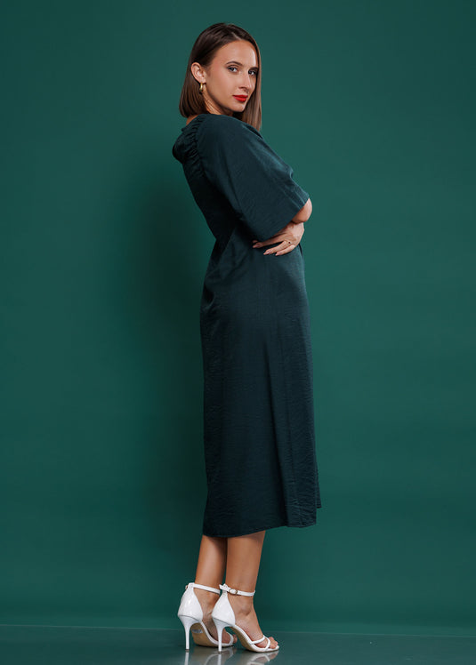 Shirring detailed midi dress