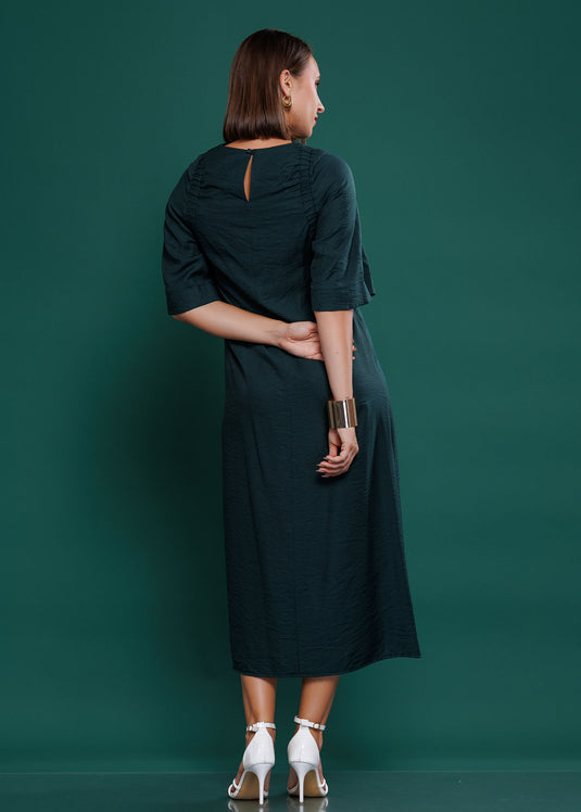 Shirring detailed midi dress