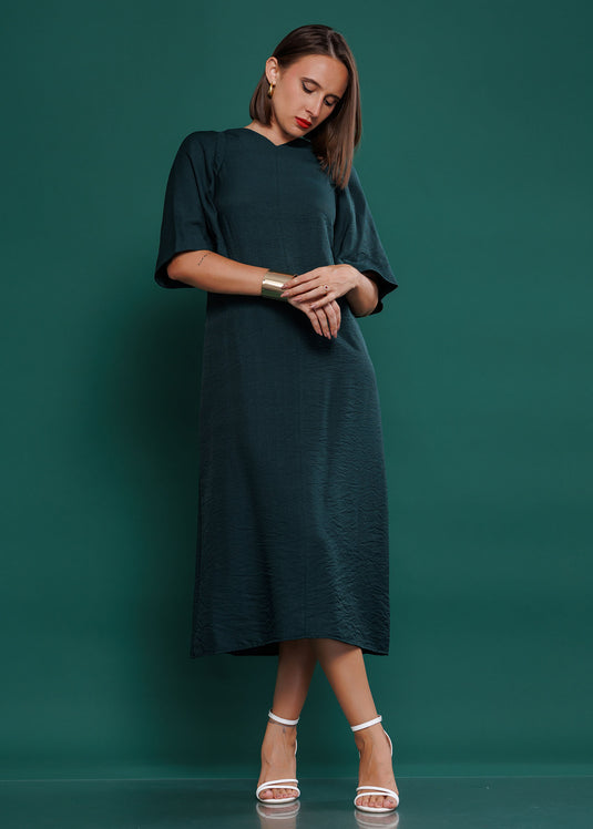 Shirring detailed midi dress
