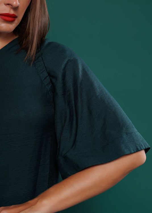 Shirring detailed midi dress