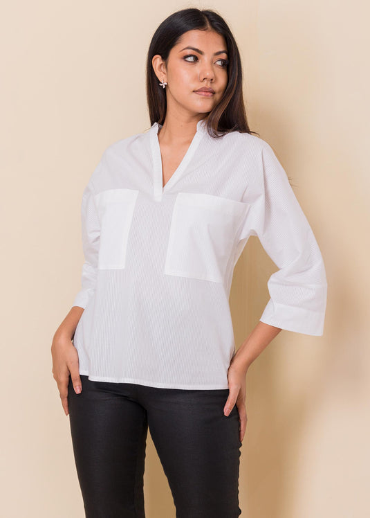 Blouse with large pockets