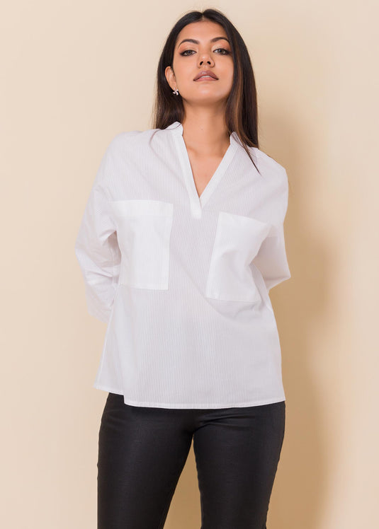 Blouse with large pockets