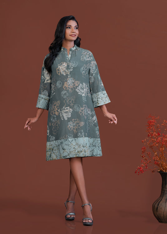 Batik floral shirt dress