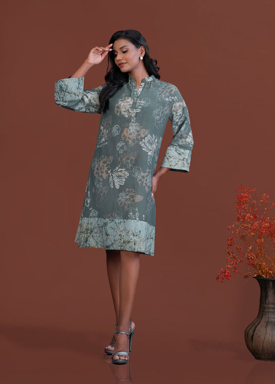 Batik floral shirt dress