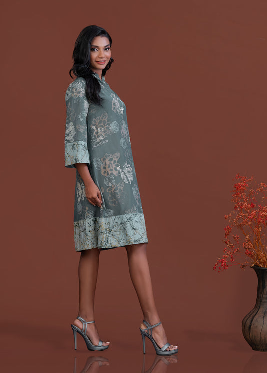 Batik floral shirt dress
