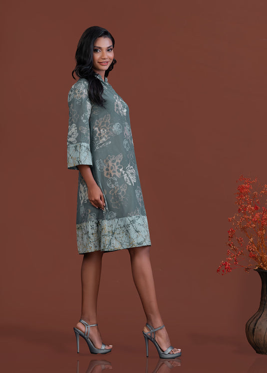 Batik floral shirt dress