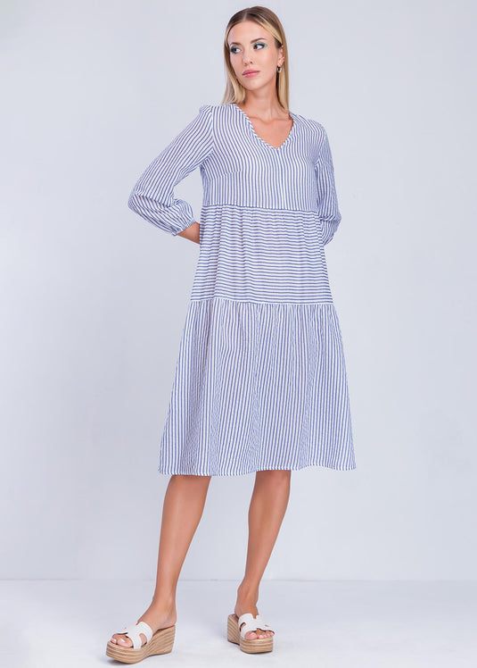 Tired Panel Stripe Dress