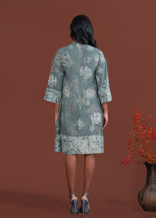 Batik floral shirt dress