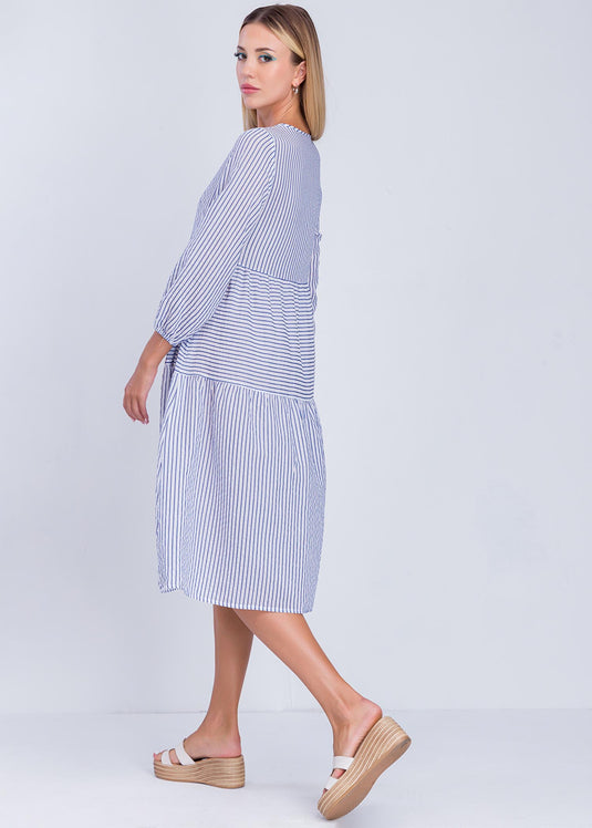 Tired Panel Stripe Dress