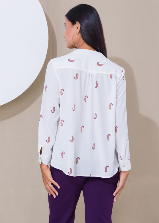 Long sleeve printed blouse