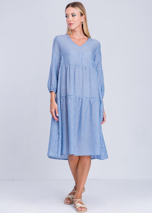 Tired Panel Stripe Dress