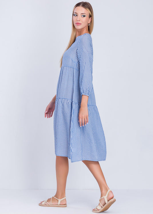 Tired Panel Stripe Dress