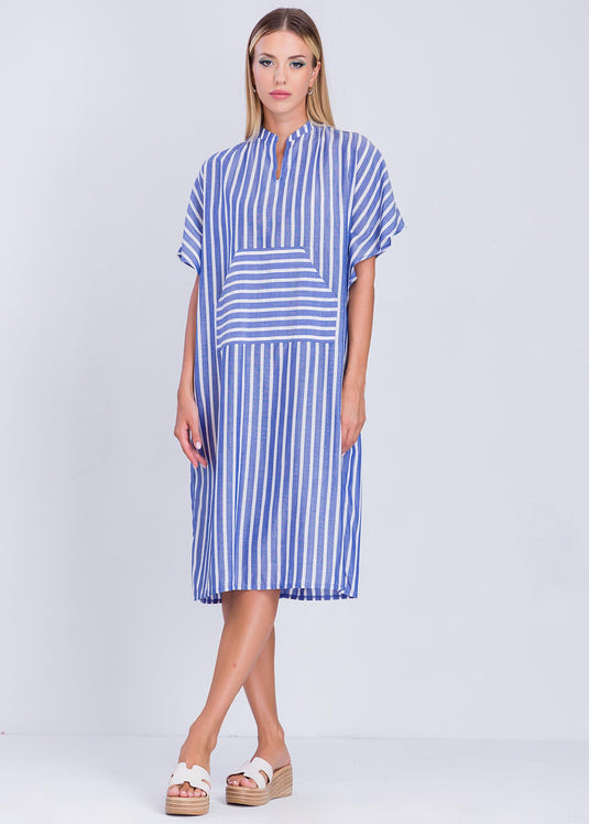 Stripe Dress With Kangaroo Pocket