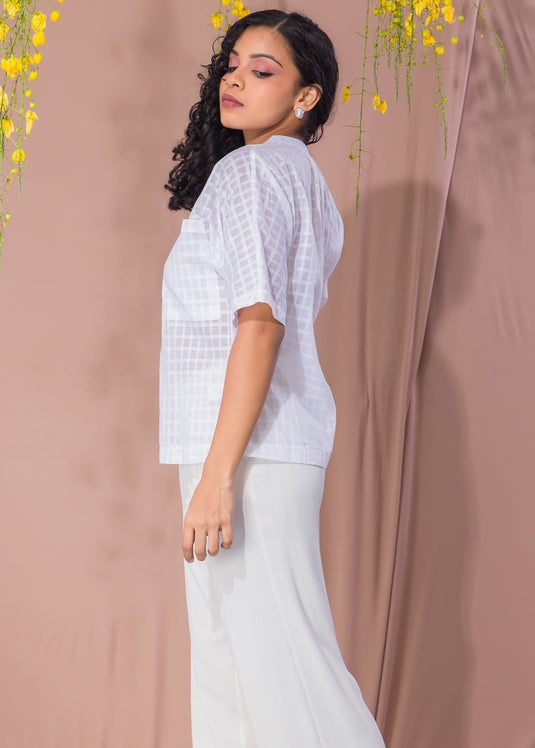 Basic Blouse With Large Front Pockets