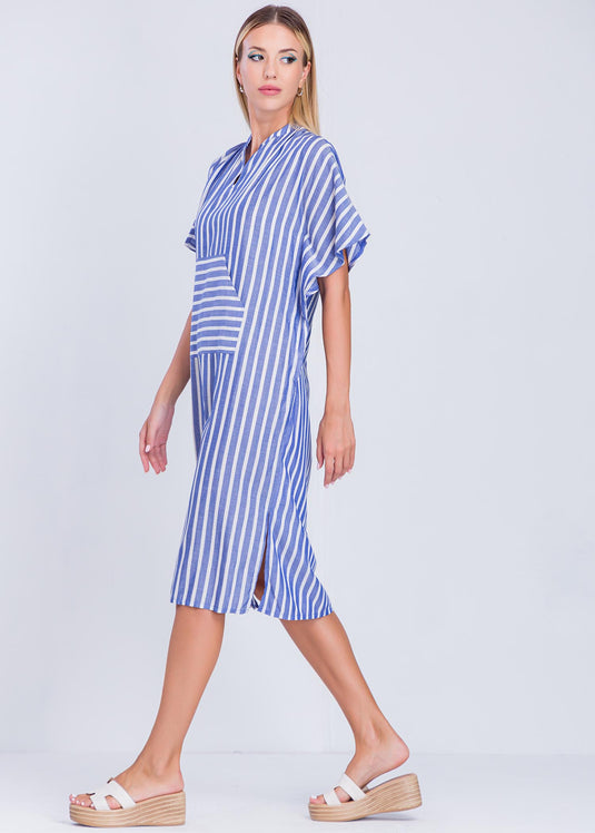 Stripe Dress With Kangaroo Pocket