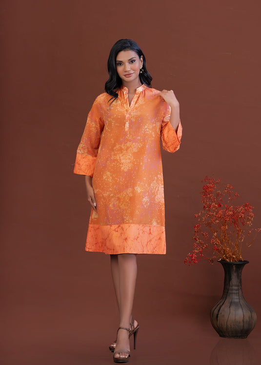 Batik floral shirt dress